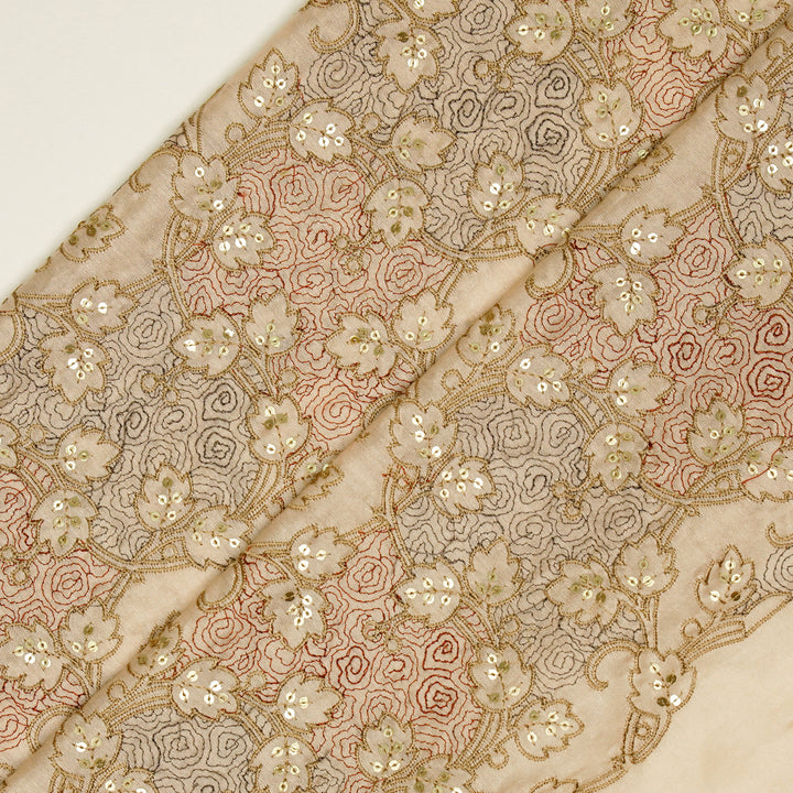 Kashida Jaal on Blush Luxe Silk Chanderi Embroidered Fabric