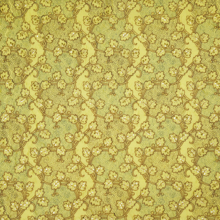 Kashida Jaal on Lemon Luxe Silk Chanderi Embroidered Fabric