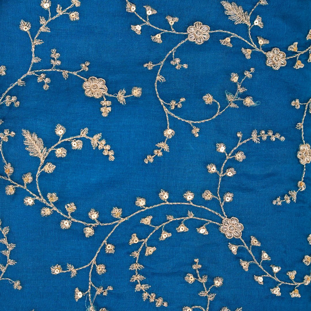 Atiya Jaal Blouse Piece on Teal Blue Silk Organza