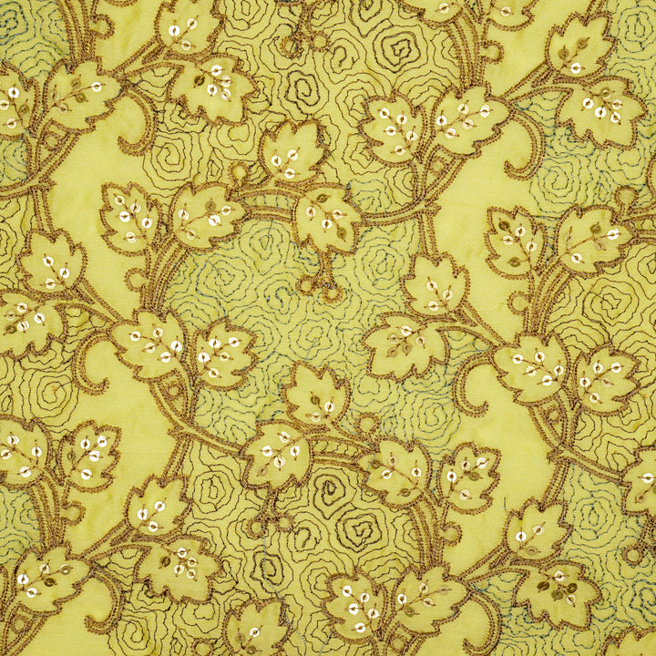Kashida Jaal on Lemon Luxe Silk Chanderi Embroidered Fabric