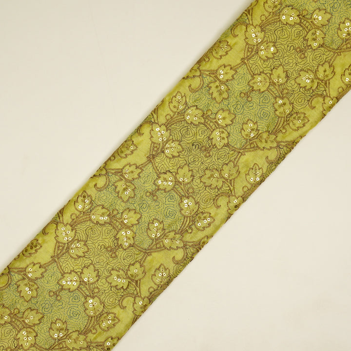 Kashida Jaal on Lemon Luxe Silk Chanderi Embroidered Fabric