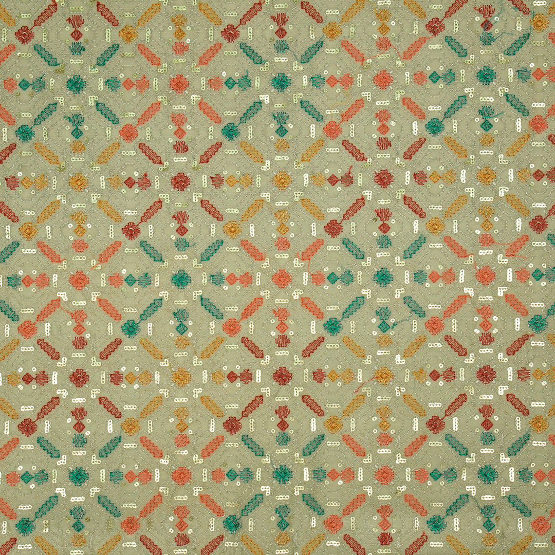 Chitrangi Jaal on Mouse Luxe Silk Chanderi Embroidered Fabric