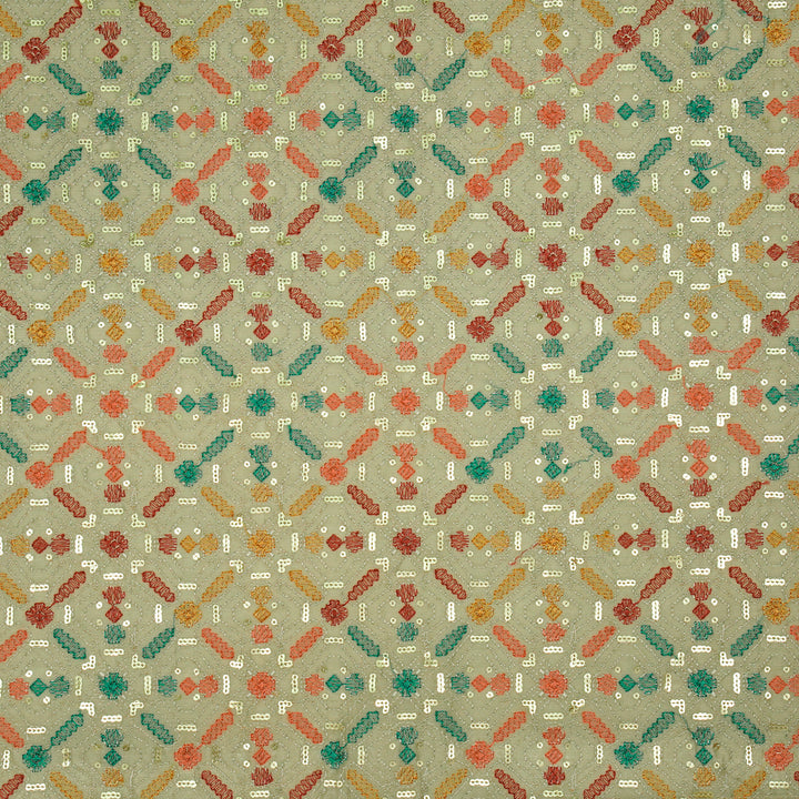 Chitrangi Jaal on Mouse Luxe Silk Chanderi Embroidered Fabric