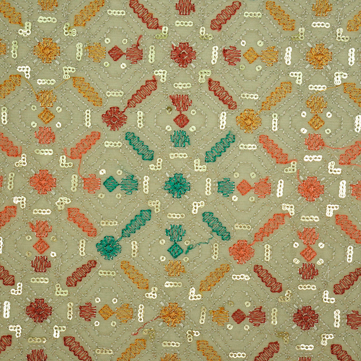 Chitrangi Jaal on Mouse Luxe Silk Chanderi Embroidered Fabric