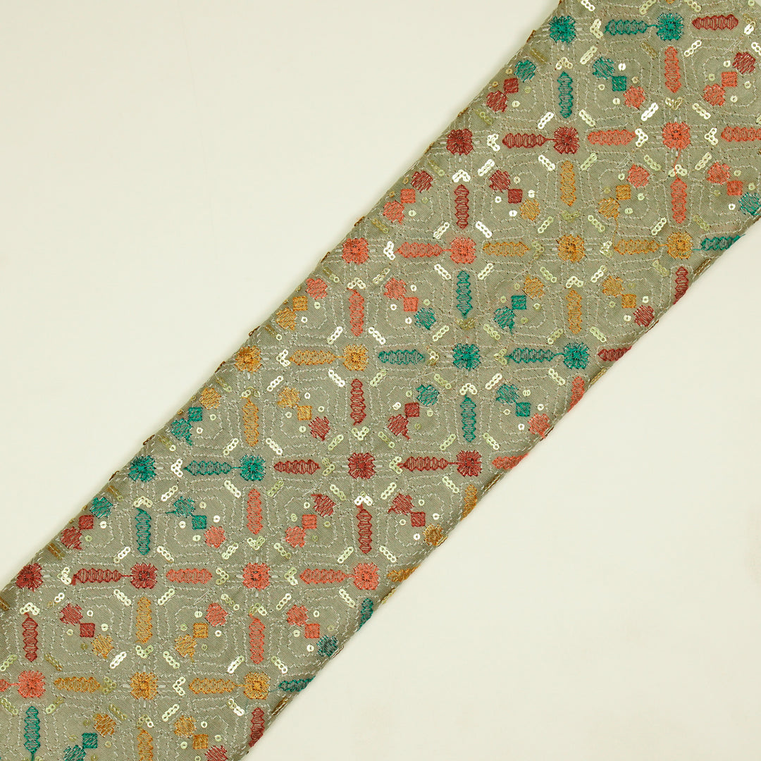 Chitrangi Jaal on Mouse Luxe Silk Chanderi Embroidered Fabric