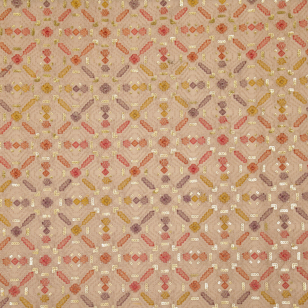 Chitrangi Jaal on Onion Luxe Silk Chanderi Embroidered Fabric