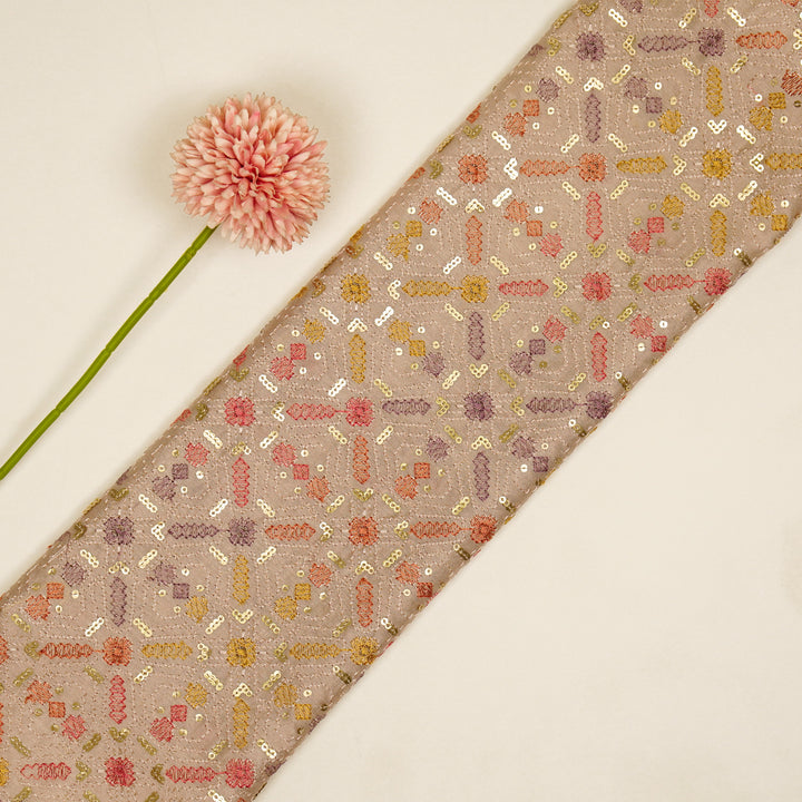 Chitrangi Jaal on Onion Luxe Silk Chanderi Embroidered Fabric