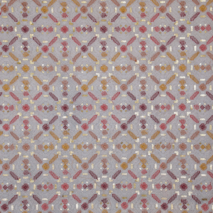 Chitrangi Jaal on Mauve Luxe Silk Chanderi Embroidered Fabric