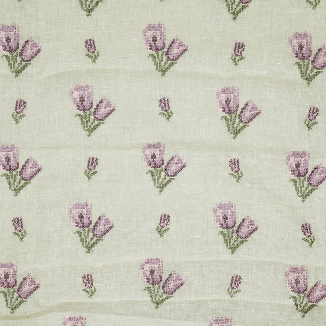Cream Gauged Linen  Asma Buti