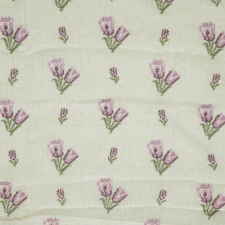 Cream Gauged Linen  Asma Buti