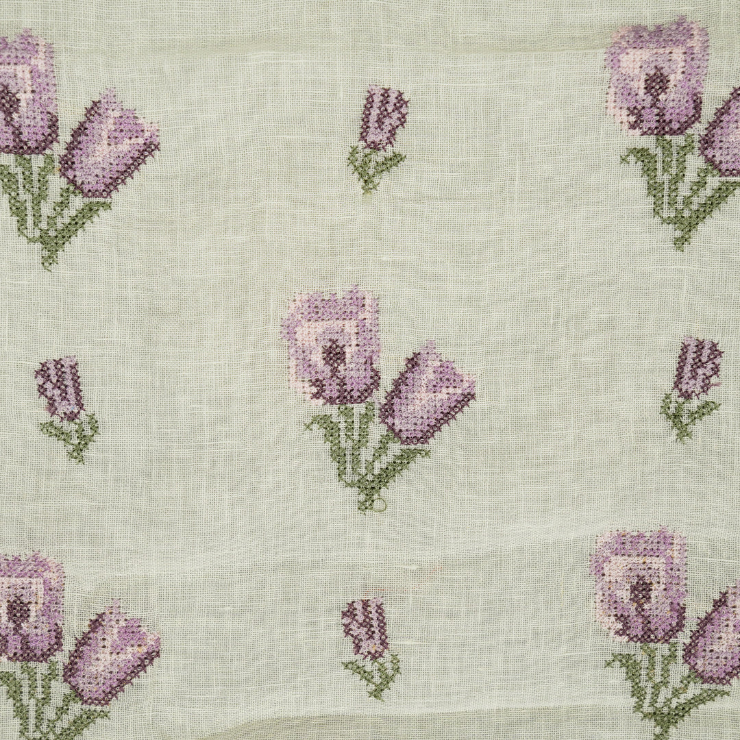 Cream Gauged Linen  Asma Buti