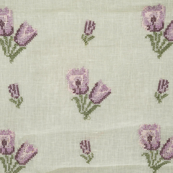 Cream Gauged Linen  Asma Buti
