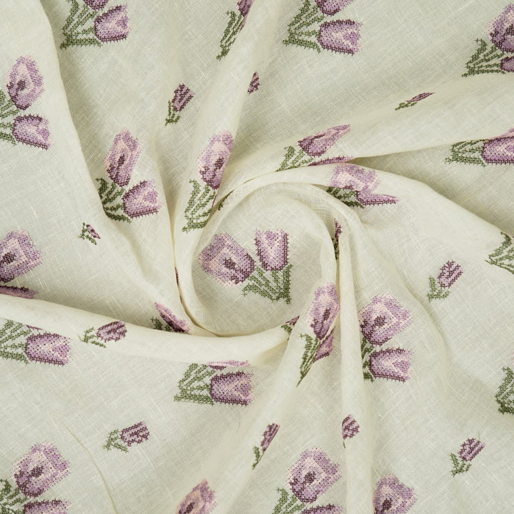 Cream Gauged Linen  Asma Buti