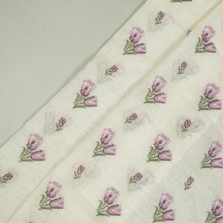 Cream Gauged Linen  Asma Buti