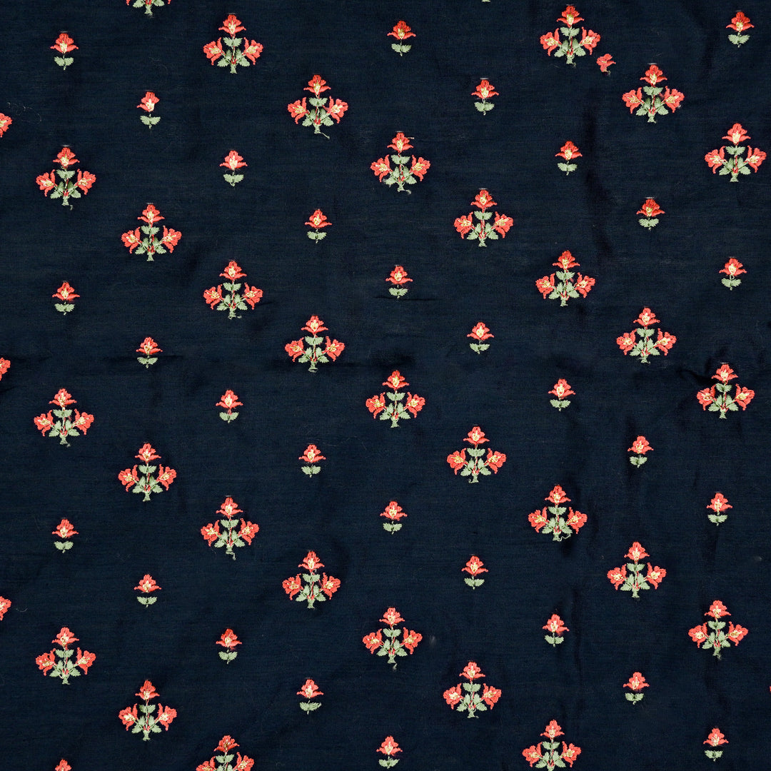 Navy Blue Silk Chanderi Twisha Buti