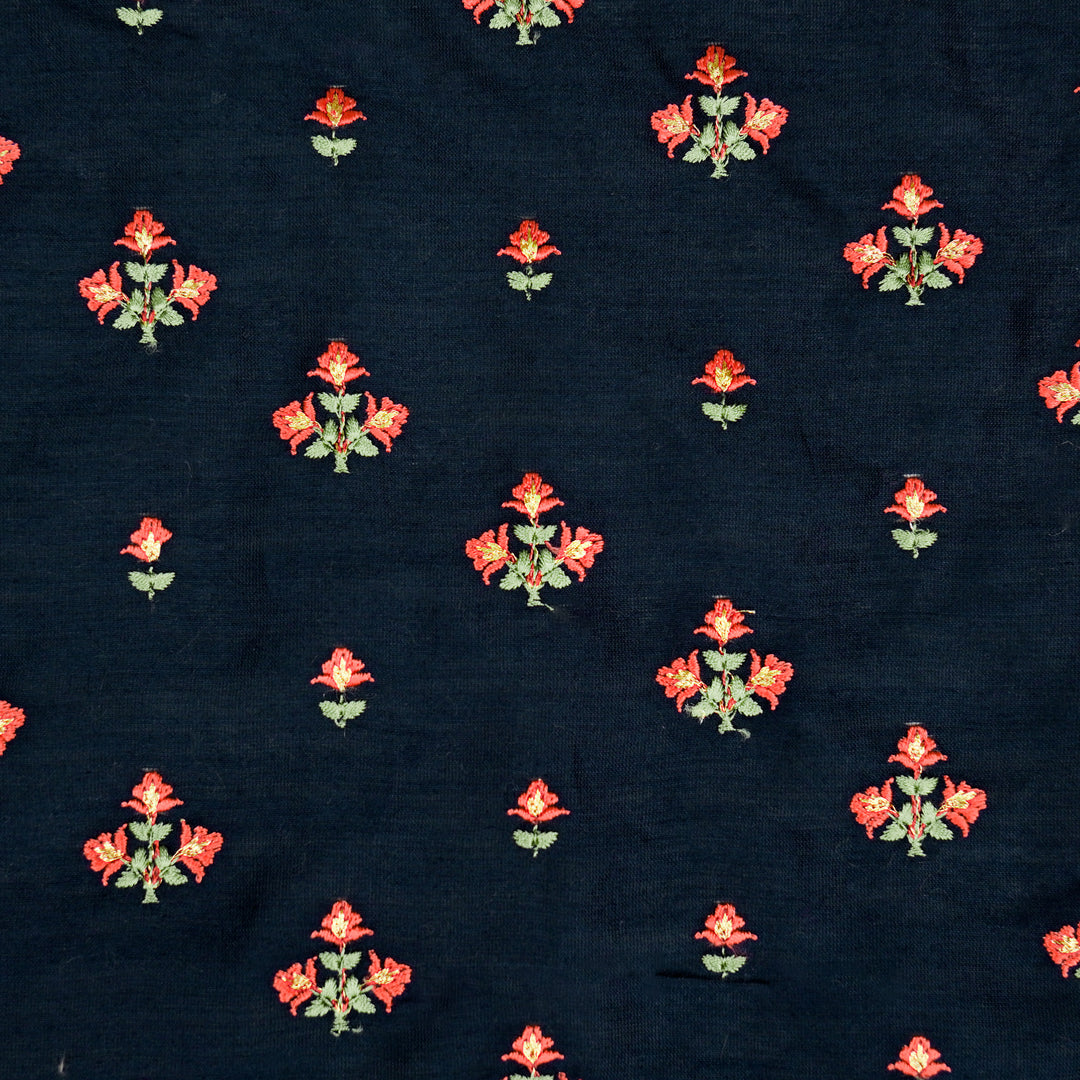 Navy Blue Silk Chanderi Twisha Buti