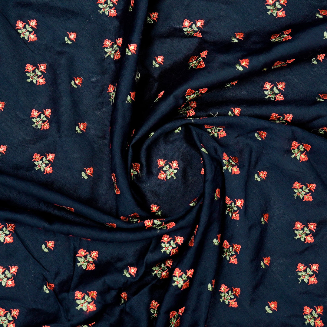 Navy Blue Silk Chanderi Twisha Buti