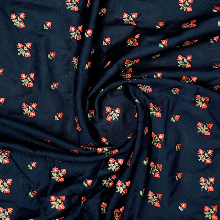 Navy Blue Silk Chanderi Twisha Buti
