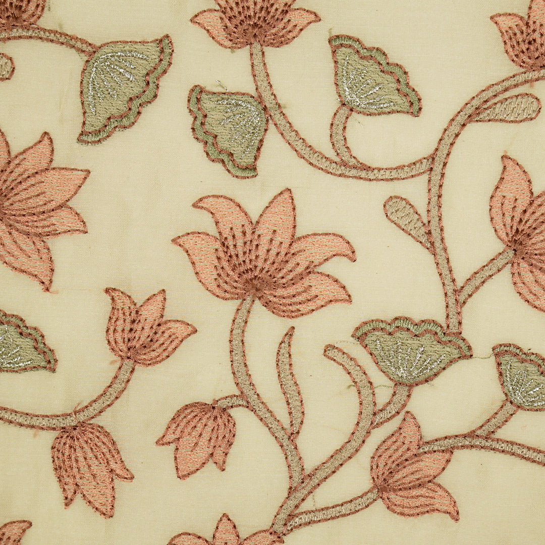 Manjusha Jaal on Cream Luxe Silk Chanderi Embroidered Fabric