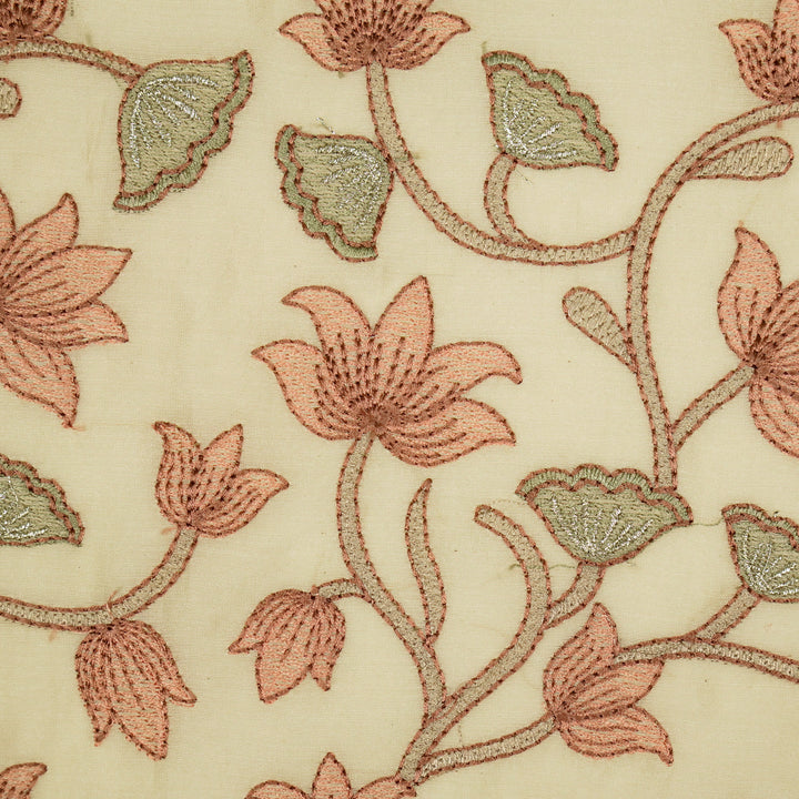 Manjusha Jaal on Cream Luxe Silk Chanderi Embroidered Fabric