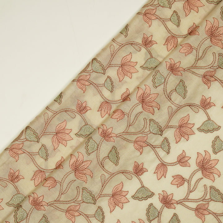 Manjusha Jaal on Cream Luxe Silk Chanderi Embroidered Fabric