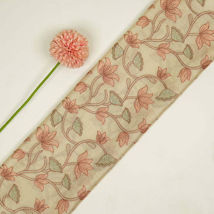 Manjusha Jaal on Cream Luxe Silk Chanderi Embroidered Fabric
