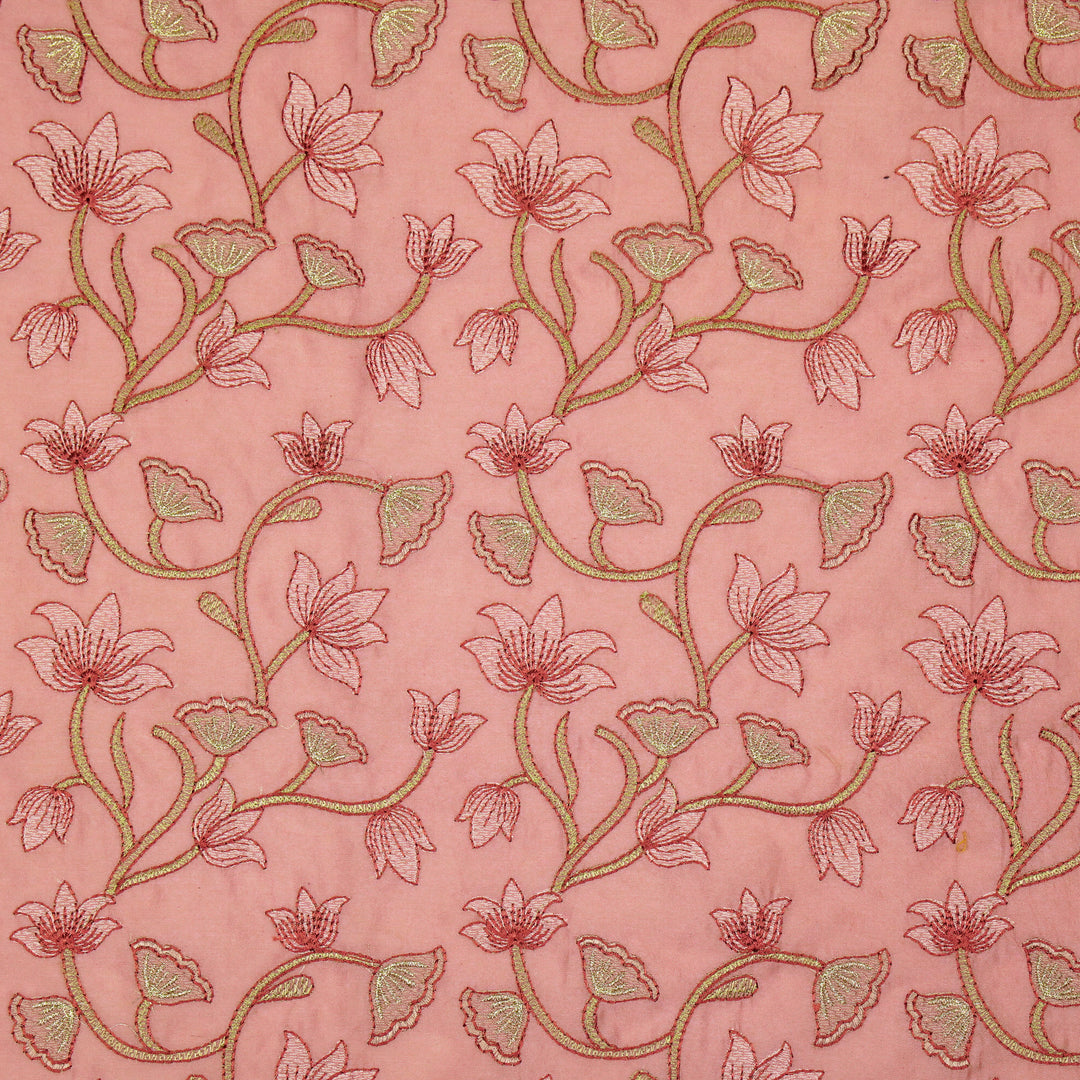 Manjusha Jaal on Onion Pink Luxe Silk Chanderi Embroidered Fabric