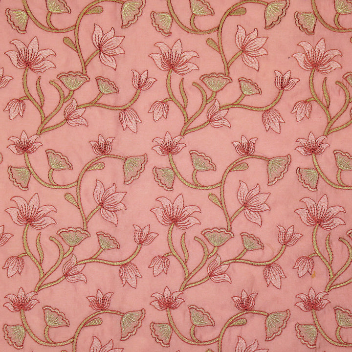 Manjusha Jaal on Onion Pink Luxe Silk Chanderi Embroidered Fabric