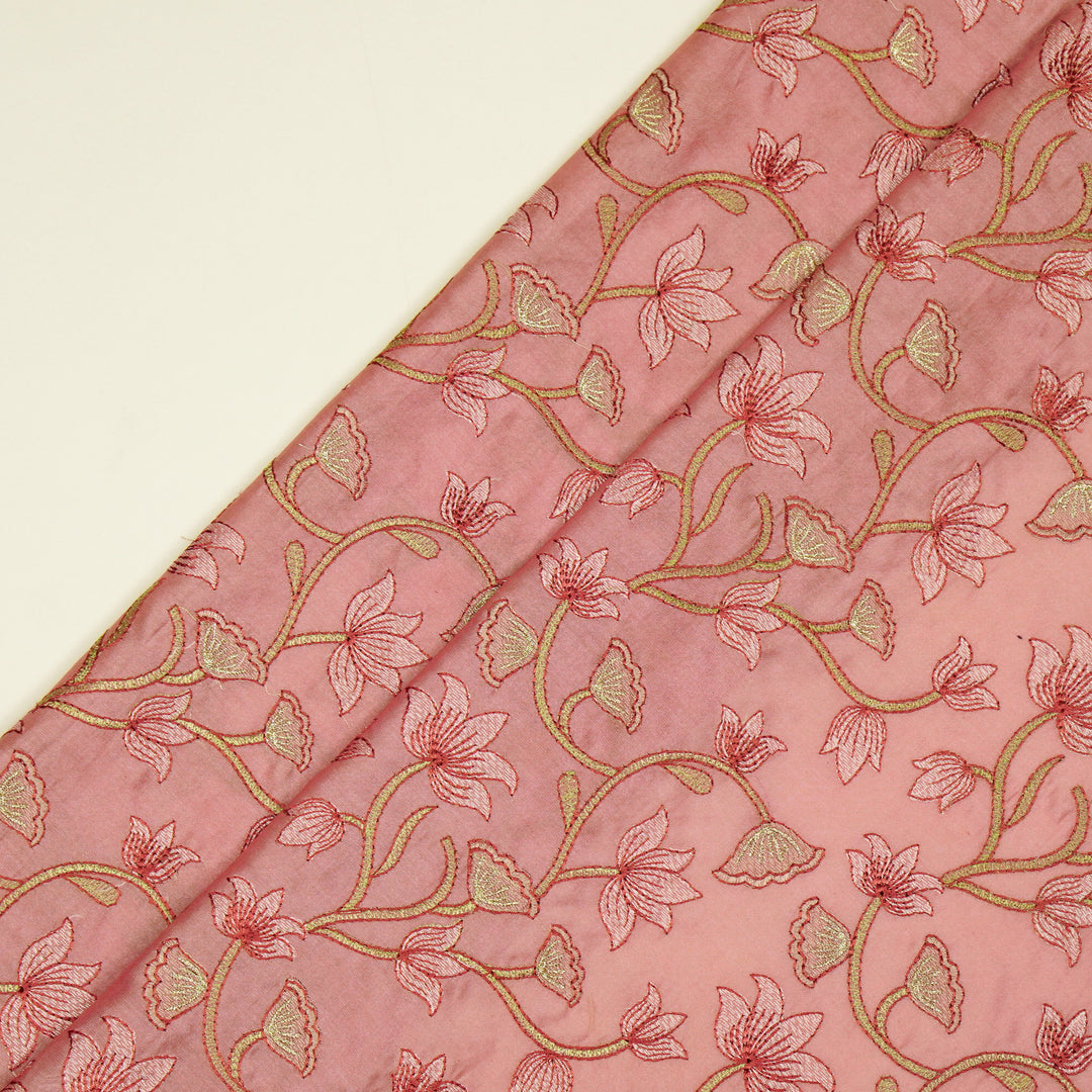 Manjusha Jaal on Onion Pink Luxe Silk Chanderi Embroidered Fabric