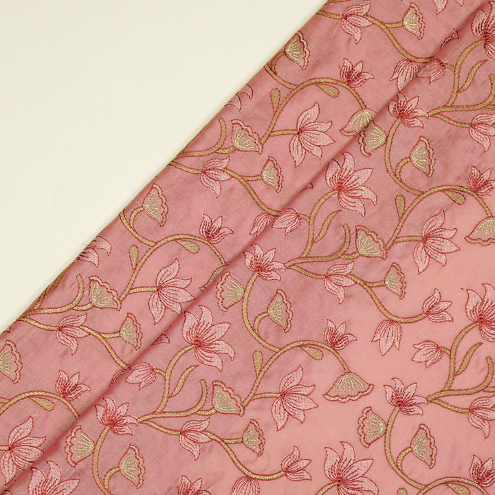 Manjusha Jaal on Onion Pink Luxe Silk Chanderi Embroidered Fabric