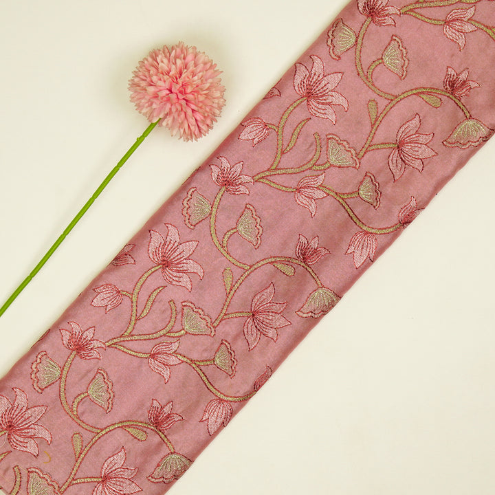 Manjusha Jaal on Onion Pink Luxe Silk Chanderi Embroidered Fabric