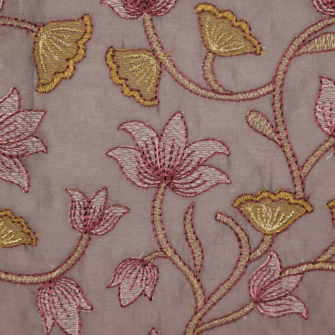 Manjusha Jaal on Deep Mauve Luxe Silk Chanderi Embroidered Fabric