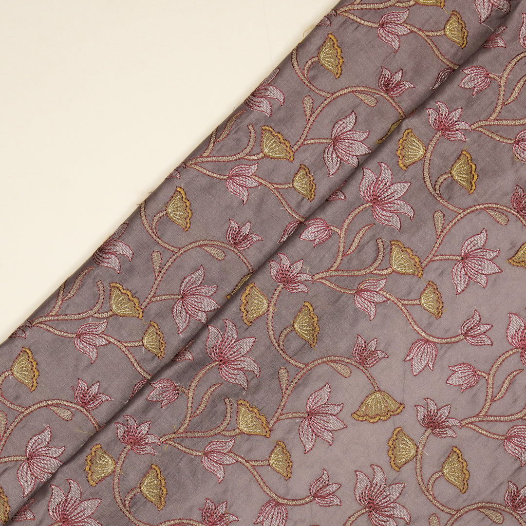 Manjusha Jaal on Deep Mauve Luxe Silk Chanderi Embroidered Fabric