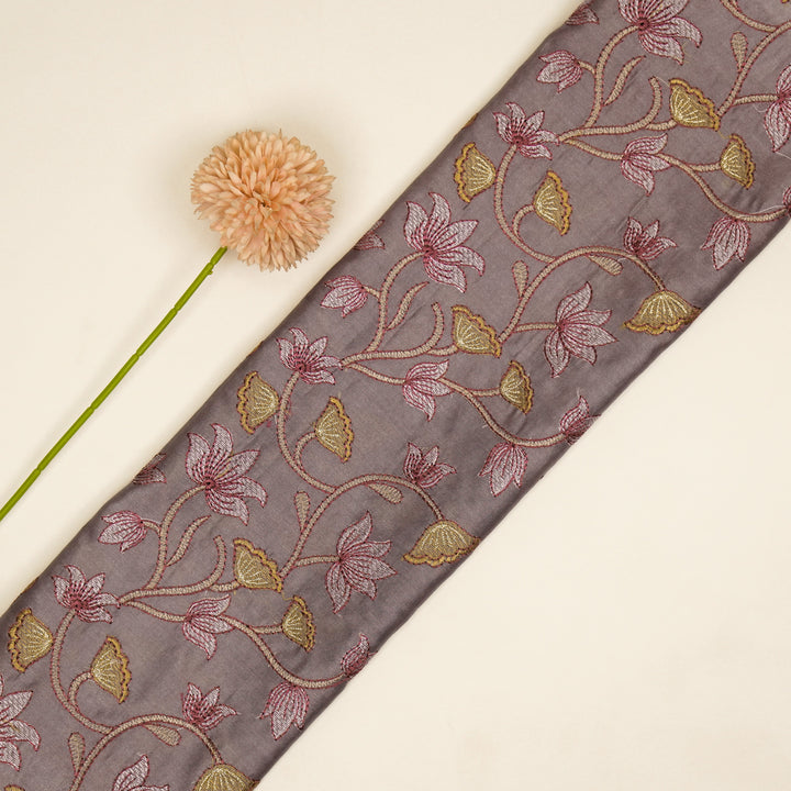 Manjusha Jaal on Deep Mauve Luxe Silk Chanderi Embroidered Fabric