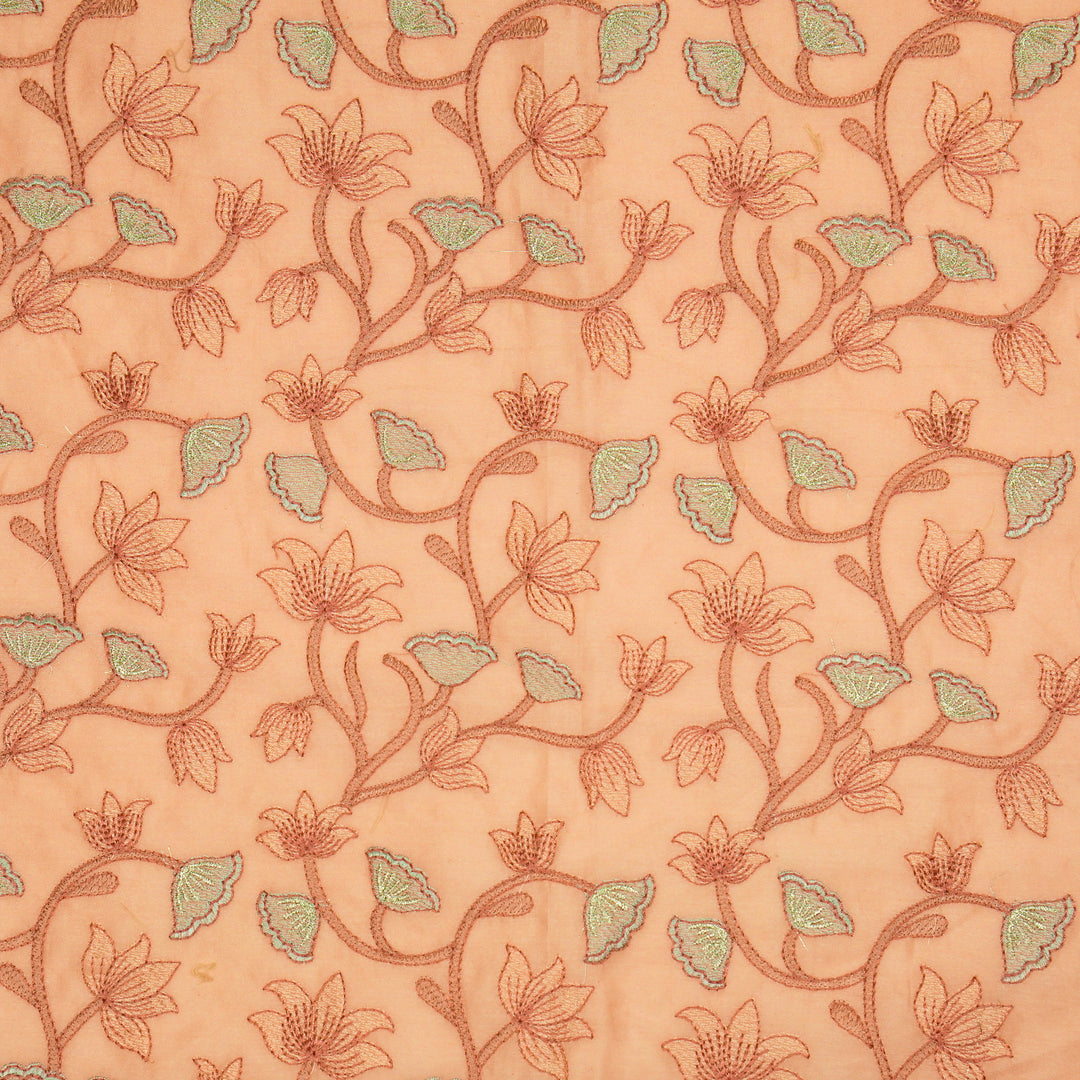 Manjusha Jaal on Peach Luxe Silk Chanderi Embroidered Fabric