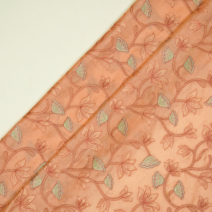 Manjusha Jaal on Peach Luxe Silk Chanderi Embroidered Fabric