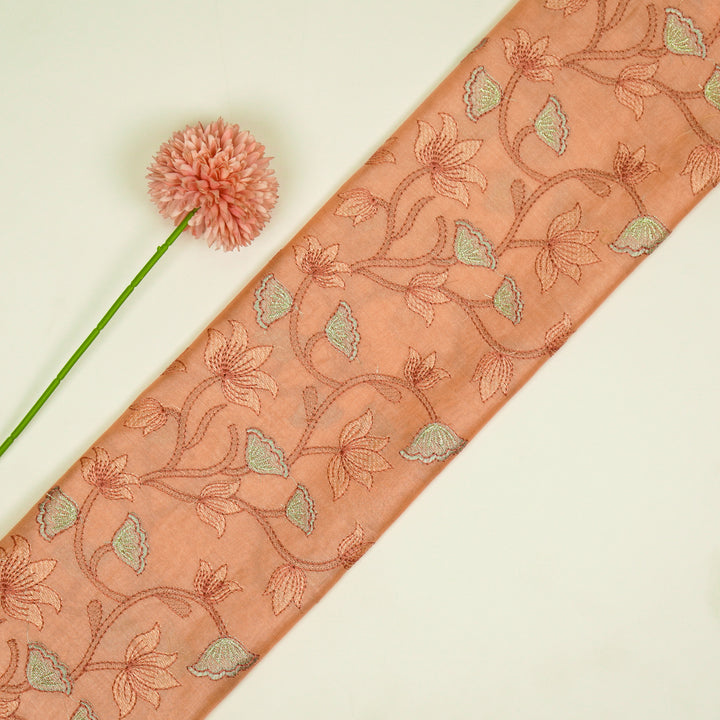 Manjusha Jaal on Peach Luxe Silk Chanderi Embroidered Fabric