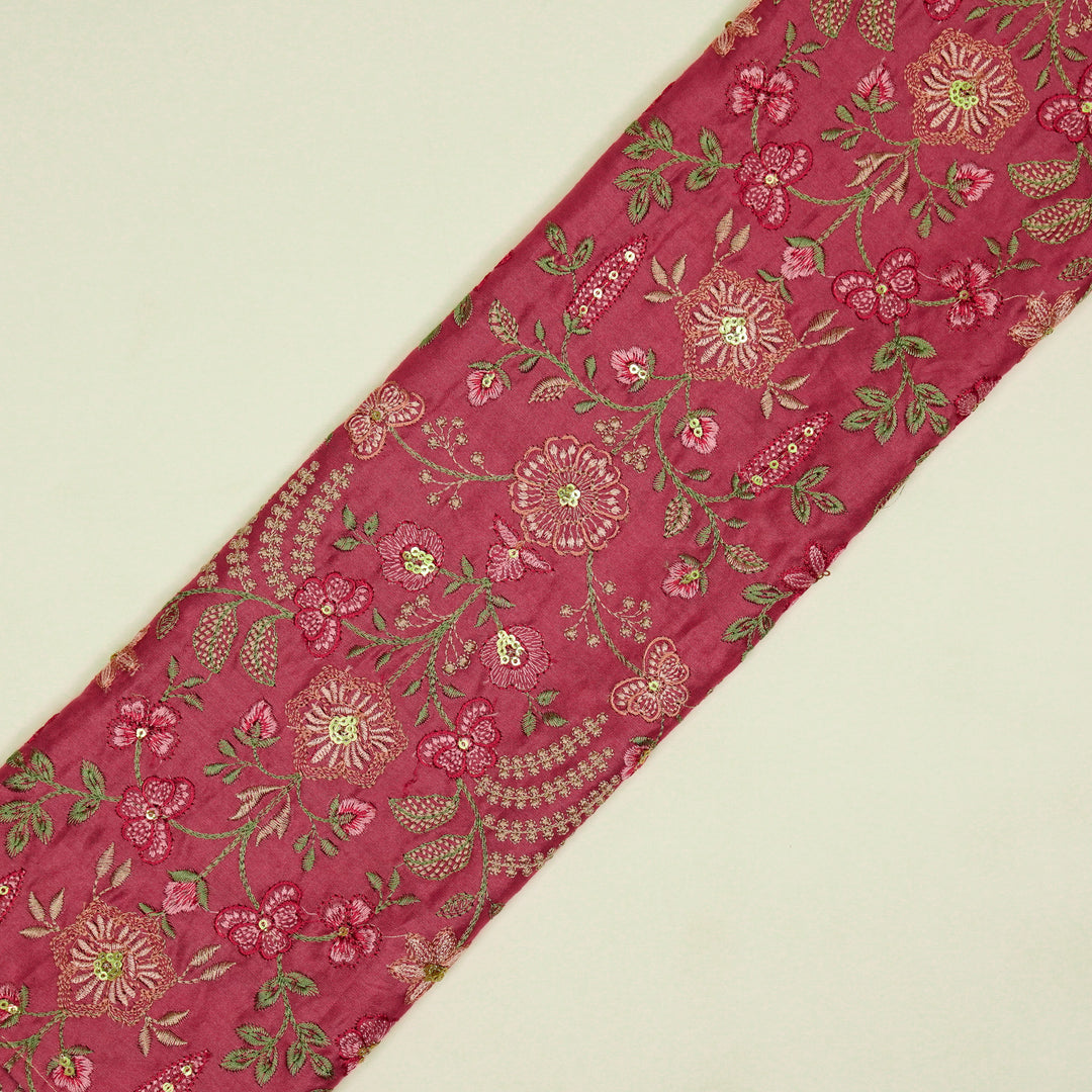 Saharish Jaal on Magenta Luxe Silk Chanderi Embroidered Fabric
