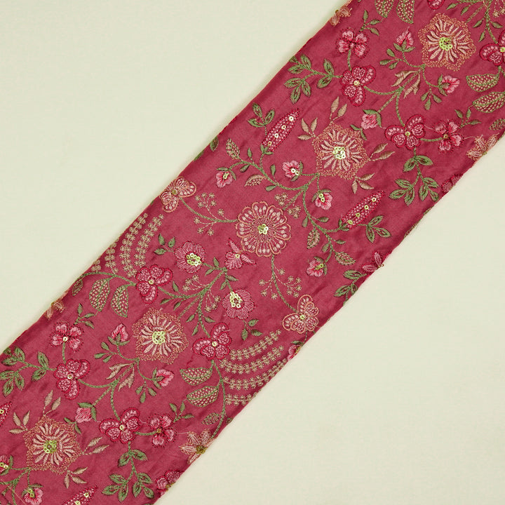 Saharish Jaal on Magenta Luxe Silk Chanderi Embroidered Fabric