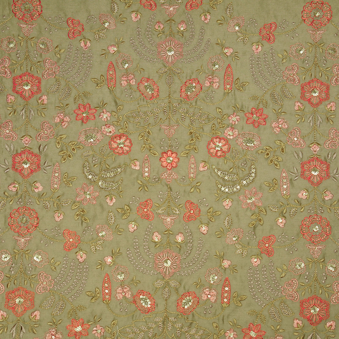 Saharish Jaal on Mouse Luxe Silk Chanderi Embroidered Fabric