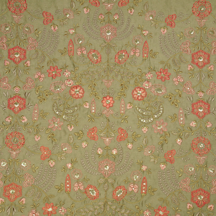 Saharish Jaal on Mouse Luxe Silk Chanderi Embroidered Fabric