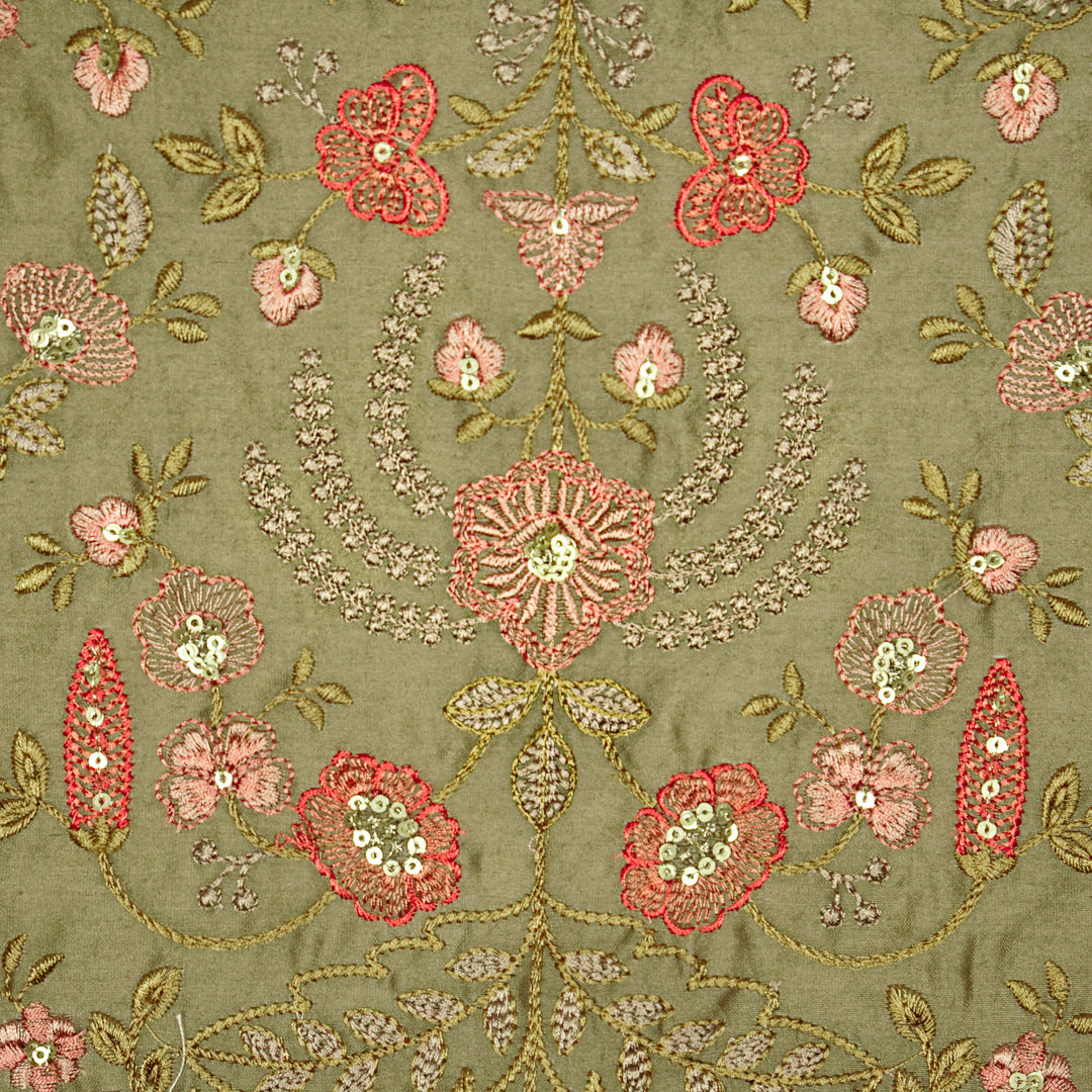 Saharish Jaal on Mouse Luxe Silk Chanderi Embroidered Fabric