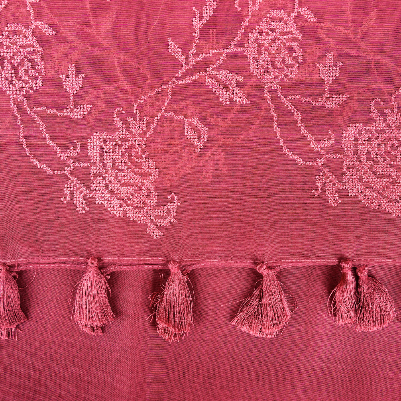 Sofia Embroidered Stole on Magenta Cotton Silk - Zarinama