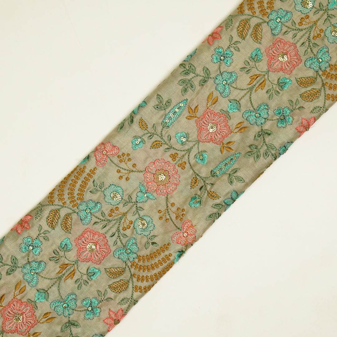 Saharish Jaal on Ecru Luxe Silk Chanderi Embroidered Fabric