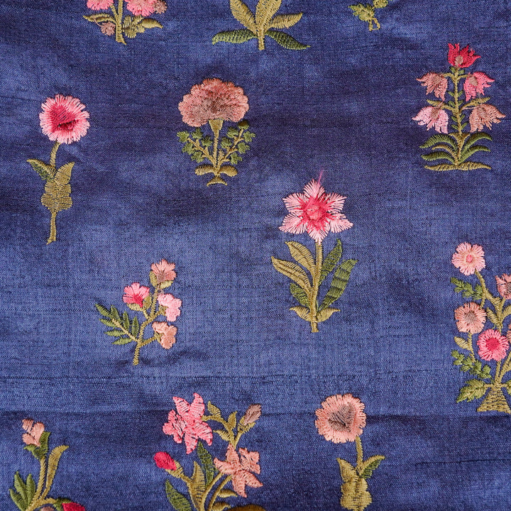 Vasundhara Blouse Piece on Navy Blue Tussar Silk