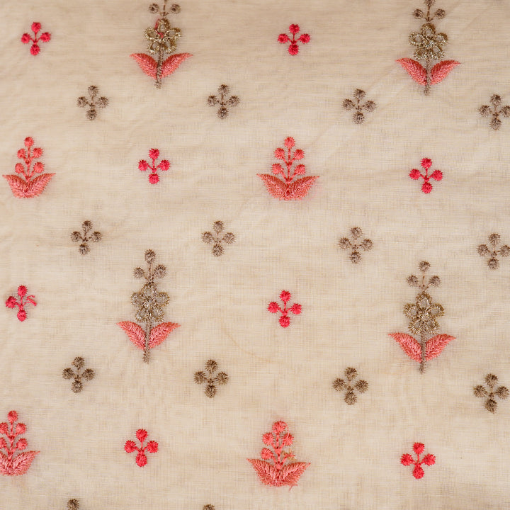 Rukhsana Blouse Piece on Ivory Cotton Silk