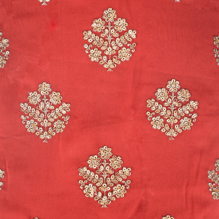 Kiyana Sequins Blouse Piece on Red Georgette