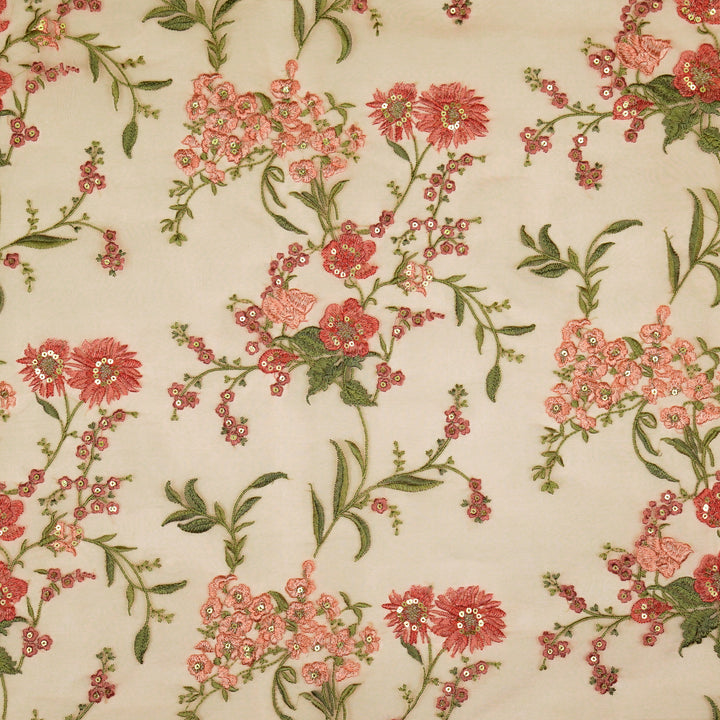 Riyad Jaal on Light Blush Silk Organza Embroidered Fabric