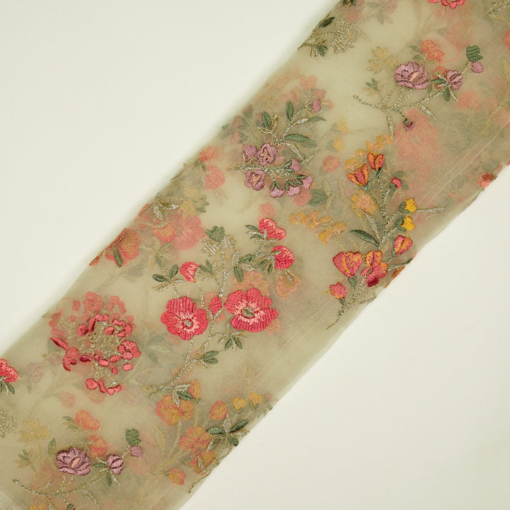 Basira Jaal on Cream Silk Organza Embroidered Fabric