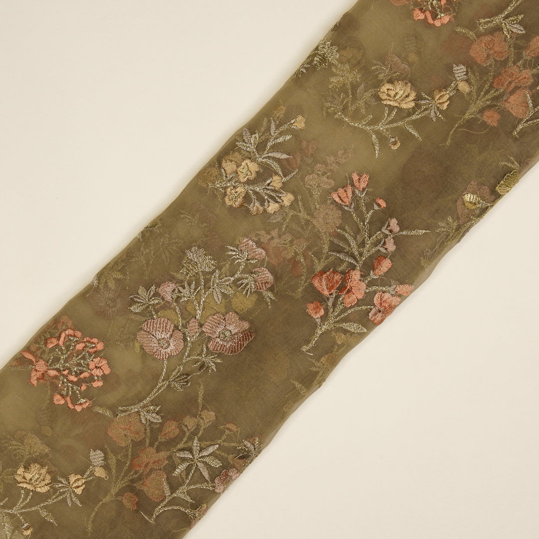 Basira Jaal on Light Mouse Silk Organza Embroidered Fabric